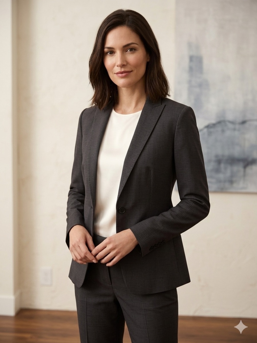 Ann Taylor Charcoal Pinstripe Single-Button Blazer Size 4